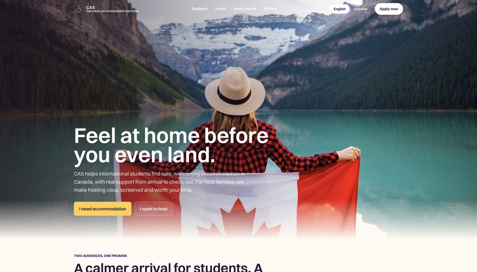 Canadian Accommodation Services website