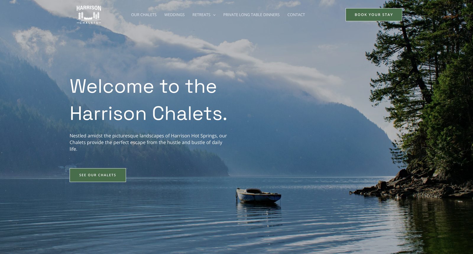 Harrison Chalets website